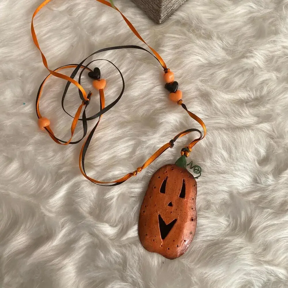 Handcrafted Native American Style Pumpkin Pendant Necklace